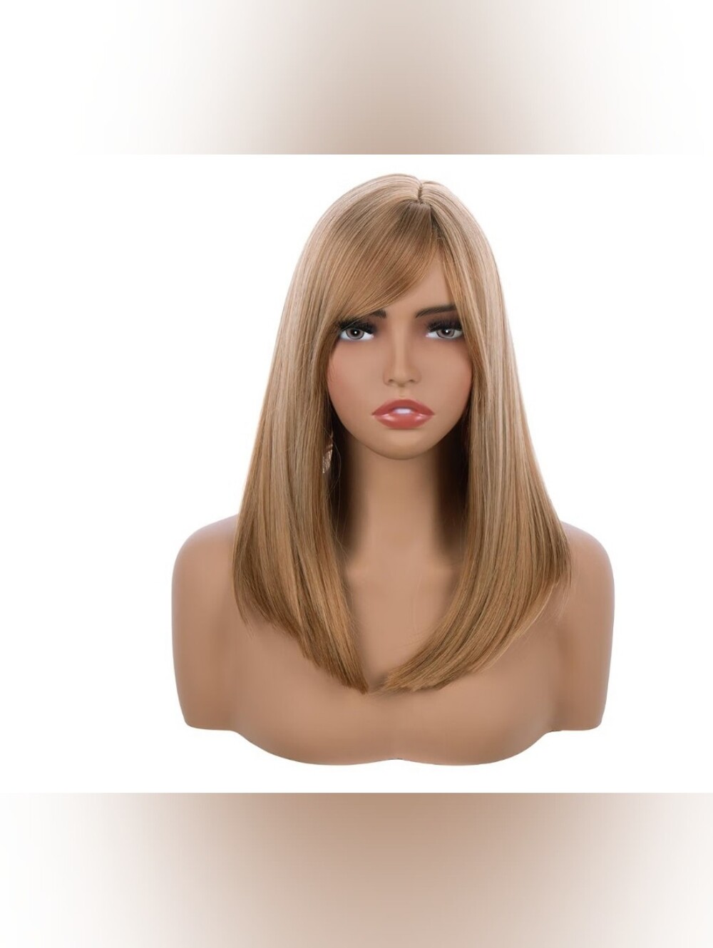 Strawberry Blonde Bob Synthetic Wig with Bangs 15" Heat Resistant
